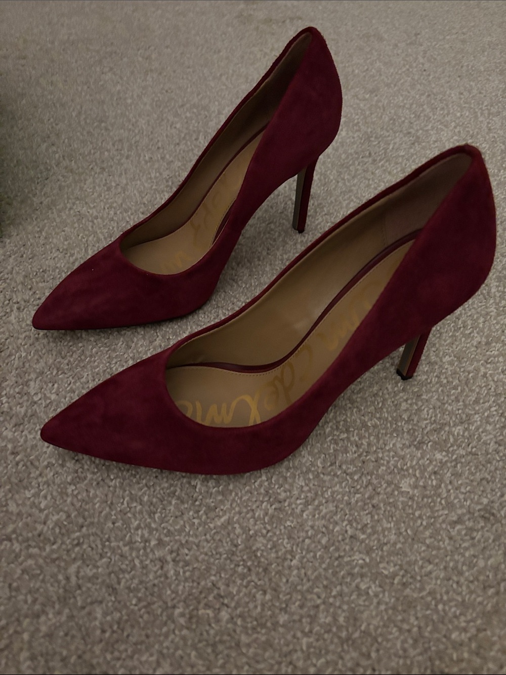 Sam Edelman Burgundy Suede Pointed-Toe Stiletto Pumps